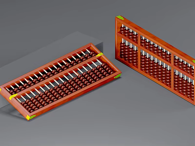 Traditional Wooden Abacus With Red White Beads Flat And Upright Household Items 3d model