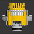Industrial Alternator In Yellow Silver Design With Metal Cooling Fins And Pulley