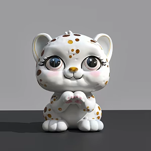 White tiger cute cat art installation decoration clock 3d model