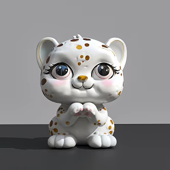White tiger cute cat art installation decoration clock 3d model
