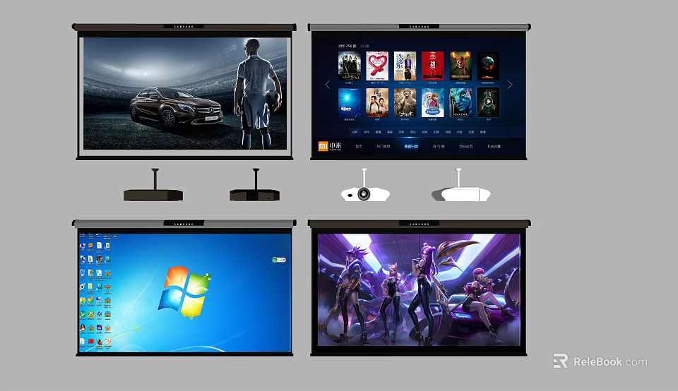 Projection Monitoring System With Multiple Screens Displaying Various Content Types 3d model 