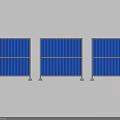 Three Blue Panel Construction Fences With Gray Frames And Support Feet 3d model