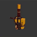 Yellow Industrial Mechanical Device With Black Structural Pillar And Arm Components