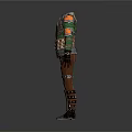 Character Creature Themed Outfit Design Featuring Green Brown Armor And Intricate Details