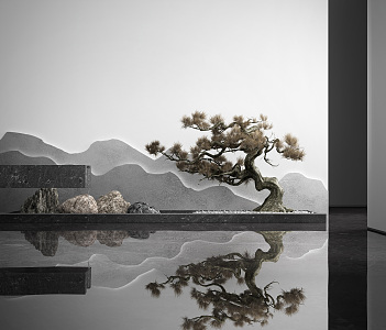 New Chinese Landscape Sick Decorative Pine Waterscape 3d model