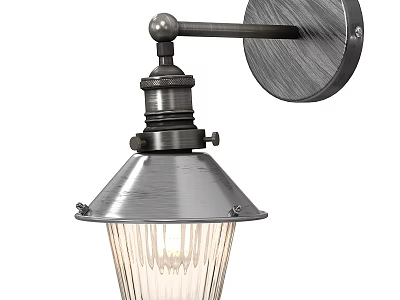 Vintage Industrial Wall Lamp With Brushed Metal Finish And Clear Glass Shade 3d model