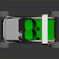 Futuristic Small Car With Transparent Roof Green Seats White Body And Green Wheels