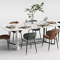 Modern Dining Table and Chair Combination Tableware 3d model