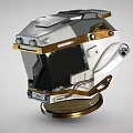 Futuristic Sci Fi Helmet Design With White And Gold Metallic Finish Transparent Visor