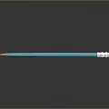 Blue Pencil With Pink Tip And Silver Clip On Black Smooth Surface With Reflection