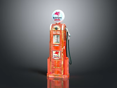 Vintage Red Gas Pump With Mobilgas Logo In Classic Retro Design 3d model