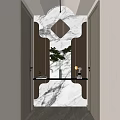 Simple Cream Style Corridor Light Strip Shape End View Entrance 3d model