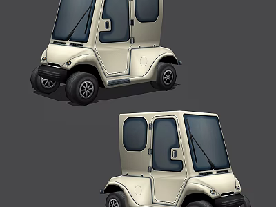 White Compact Electric Vehicles With Doors Windows And Urban Mobility Design 3d model