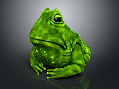 Green Frog 3D Model With Shiny Surface Bumpy Texture And Large Black Eyes 3d model