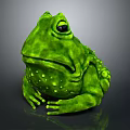 Green Frog 3D Model With Shiny Surface Bumpy Texture And Large Black Eyes