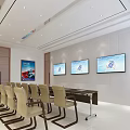 Modern Formal Conference Room Interior With Long Table Chairs And Wall Signage