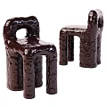 Unique Brown Single Chair With Textured Glossy Finish And Hollow Structure