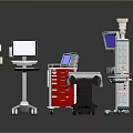 Advanced Medical Examination Table With Mobile Cart Digital Monitors And Equipment Stand