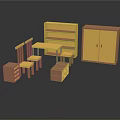 Modern Yellow Orange Console Cabinet And Side Cabinet With Table Chairs Bookshelf Home Furniture