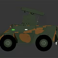 Military Missile Launcher Weapon System on Camouflaged Armored Vehicle