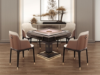 New Chinese Mahjong Table and Chair Chess and Card Room 3d model