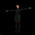 3D Character In Black Leather Outfit With Belt Boots And Outstretched Arms Pose