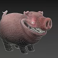 Funny 3D Pink Cartoon Pig Character With Grinning Teeth And Chubby Body