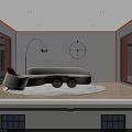 Silver Mercedes Concept Sports Car In Modern Exhibition Hall With Large Screen Logo
