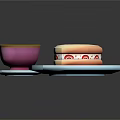 Brown Drink in Pink Teacup with Light Blue Coaster and Sandwich on Light Blue Plate