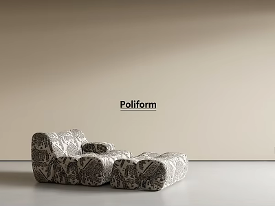 Polliform Modern Patterned Lazy Sofa With Gray Textured Design For Living Room Interior 3d model