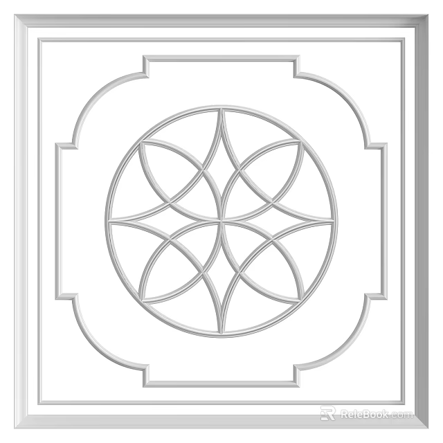 Ornamental Pattern Ceiling Design For Interior Decor 3d model 