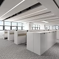 Modern Public Office Space Featuring Open Layout Cubicles Large Windows And Natural Light