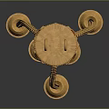 Golden Red Decorative Ornament Design With Hanging Chains And Small Bells
