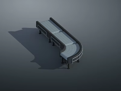 Industrial Curved Conveyor Belt Equipment For Efficient Material Transport System 3d model