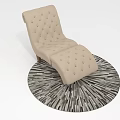 Beige Tufted Chaise Lounge Furniture With Ottoman On Round Radial Pattern Rug