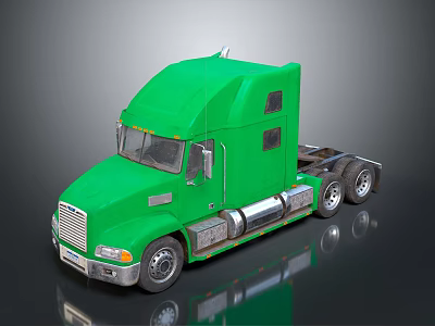 Green Semi Truck Cab With Shiny Exterior And Reflective Surface Design 3d model