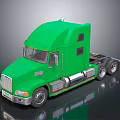 Green Semi Truck Cab With Shiny Exterior And Reflective Surface Design