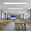 New Chinese Style Classroom Calligraphy Classroom 3d model