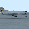 Gray Fighter Jet 426 Colorful Tail Stripes Star Nose Emblem Landing Gear Down On Ground