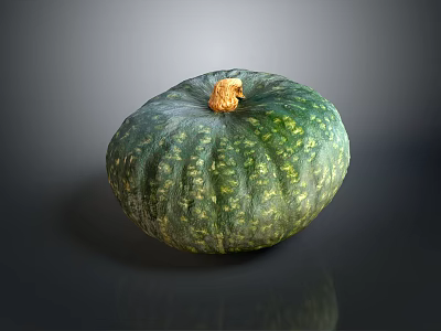 Fresh Green Pumpkin With Yellow Spots On Dark Background For Healthy Food 3d model