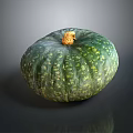 Fresh Green Pumpkin With Yellow Spots On Dark Background For Healthy Food