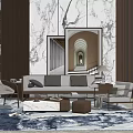 New Chinese Sofa Coffee Table Combination 3d model