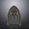 Gothic Stained Glass Window Design With Decorative Arch And Intricate Patterns