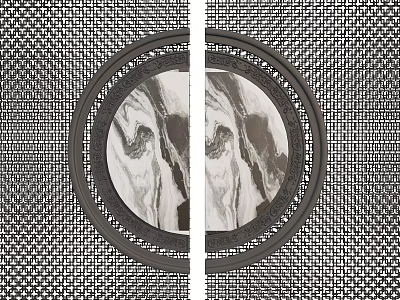 Screen Partition Hanging Painting Flower Window Landscape Painting 3d model