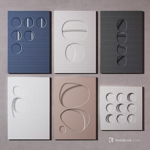 Decorative Panels With Various Circular And Oval Hole Designs In Different Colors 3d model 