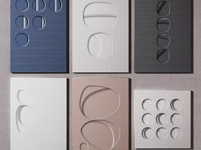 Decorative Panels With Various Circular And Oval Hole Designs In Different Colors 3d model