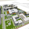 Modern Twin Office Building Complex With Green Spaces And Plaza Landscaping