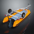 Inflatable Yacht With Metal Frame Two Wheels And Outboard Motor