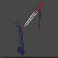 KOBELCO Industrial Crane With Blue Red Boom And Lifting Ropes For Heavy Lifting Operations