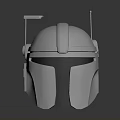 Futuristic Silver Metallic Weapon Helmet Design with Antennae Black Visor and Reflective Surface